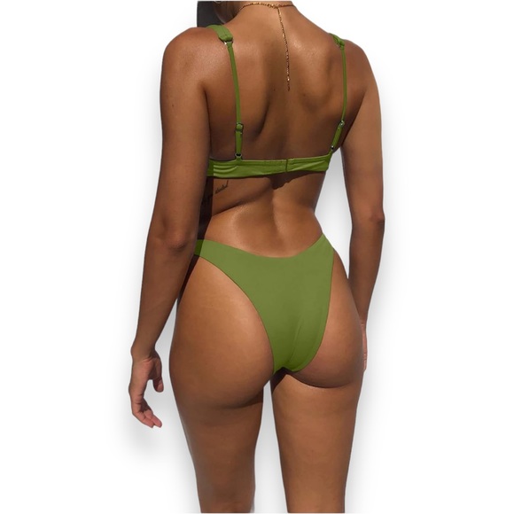 NEW Olive Green Sexy Triangle Bikini Set Women’s 2 Piece Swimsuit Bathing Suit L - Picture 5 of 5